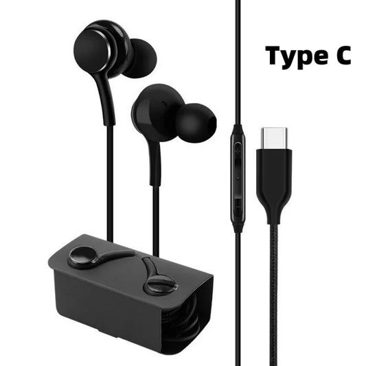 TypeC Wired Headphone For 3.5mm AUX In-ear Earbuds Samsung S25 S24 S23 S22 S21 S20 Note10 Xiaomi Huawei VIVO Earphone
