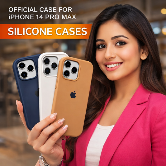 Apple Original Silicone Case with Official Logo for iPhone 14, 15, 16 Series (Pro Max, Pro & Standard Models) Official Logo Cover